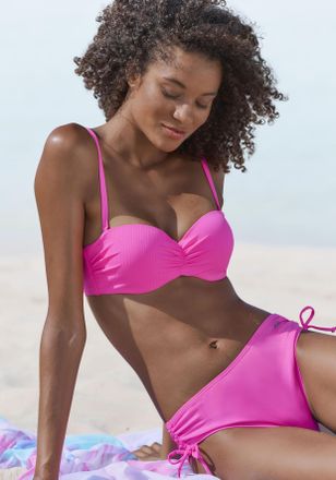 Venice Beach Bikini-Hose VENICE BEACH Lucky, Damen, Gr. 34, N-Gr, pink, Recycling-Polyamid, Strukturmuster, Badehosen Bikini-Hose, aus gerippter Strukturware