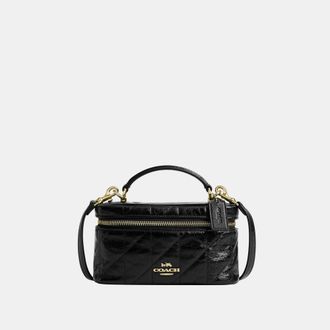 Coach Womens Rainer Crossbody Bag 18 With Quilting - Black Leather - One Size