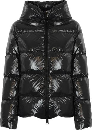 Herno Grijze Glanzende Pufferjas - Dames - Gewatteerde jassen - Zwart - XS - Jassen
