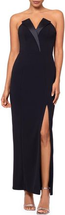 Betsy & Adam Strapless Column Gown in Black at Nordstrom, Size 12
