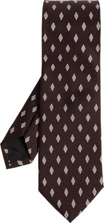 Ferragamo Micro Gancini Print Zijden Stropdas - Heren - Stropdassen - Bruin - ONE Size - Accessoires