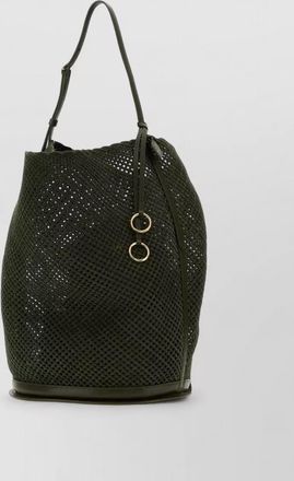 Alaia suede leather mesh bucket bag