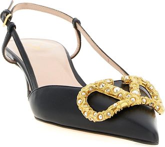 Valentino Garavani Womens Vlogo Signature Jewel Pump Black Calfskin Leather