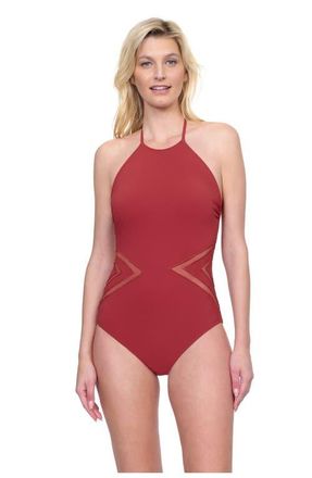 Gottex Day Dreamer High Neck Halter One Piece in Spice at Nordstrom, Size 8