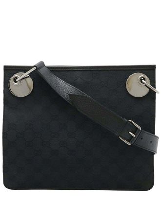 Gucci Black Gg Canvas & Leather Shoulder Bag (Authentic Pre-Loved)