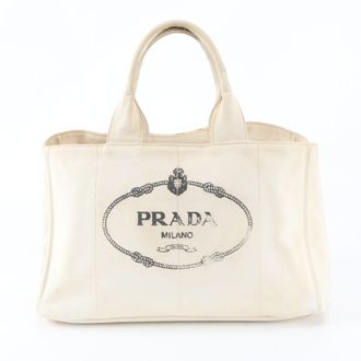 Prada Canapa Ivory Canapa Handbag Tote Bag (Pre-Owned)