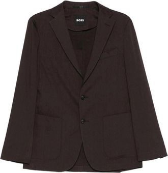 HUGO BOSS Slim-fit Jas in Tech Linnen - Heren - Blazers - Bruin - M - Linnen - Jassen