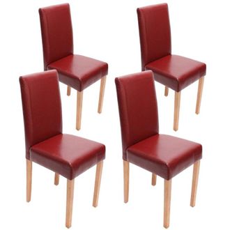 Hhg Hhg - Juego De 4 Sillas De Comedor Silla De Cocina Littau, Cuero, Patas Rojas Claras