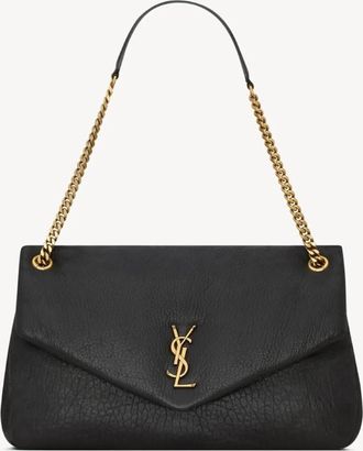 Saint Laurent Black Leather Big Calypso Shoulder Bag