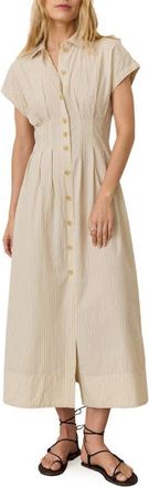 Marine Layer Nova Stripe Pima Cotton Midi Shirtdress in Cream/Navy Stripe at Nordstrom, Size Large