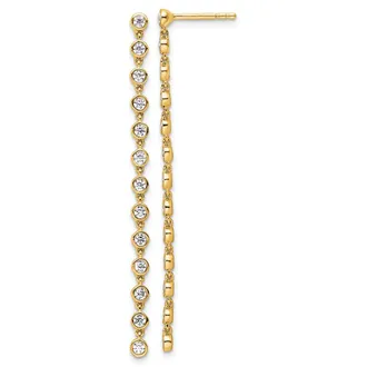 Diamond2Deal 14k Gold 5/8 ct Lab Grown Diamond Graduated Dangle Earrings VS Clarity, D-E Color