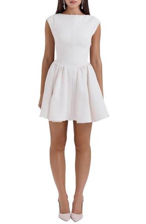 House of CB Enchant Open Back Fit & Flare Minidress in White at Nordstrom, Size X-Small Long