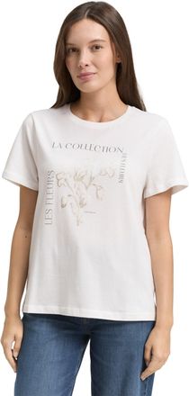 Tom Tailor T-Shirt TOM TAILOR, Damen, Gr. XXL, whisper wei&szlig;, Jersey, Obermaterial: 100% Baumwolle, bedruckt, regular fit normal, Rundhals, gerader Abschluss, Shi