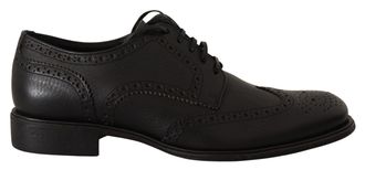 Dolce & Gabbana Mens Black Leather Oxford Wingtip Formal Dress Shoes - Size EU 39
