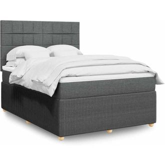 vidaXL Vidaxl - Cama Box Spring Con Colch&oacute;n Tela Gris Oscuro 140x190 Cm