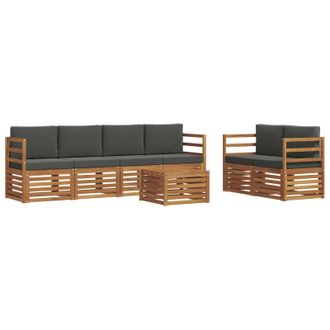 vidaXL Conjunto De Sof&aacute;s De Exterior 7 Pcs Natural Y Antracita Vidaxl