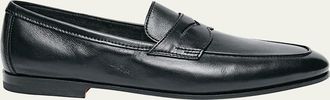 Santoni Mens Carlo Soft Leather Reverse Goodyear Penny Loafers