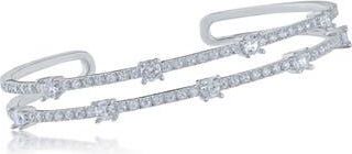 Kenneth Jay Lane Pav&eacute; Cubic Zirconia Cuff Bracelet in Clear/Silver at Nordstrom Rack