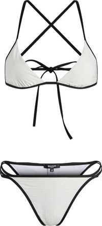 Balmain Monogram Lycra Zwempak - Dames - Bikinis - Wit - M - Tweed - Badmode