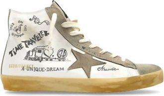 Golden Goose Womens Francy Suede Sneakers In White/black
