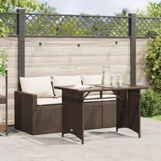 vidaXL Set Comedor De Jard&iacute;n Y Cojines 2 Pzas Rat&aacute;n Sint&eacute;tico Marr&oacute;n Vidaxl