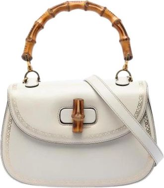 Gucci Pre-owned Bamboo Satchel - Dames - Vintage Handtas - Wit - ONE Size - Leer - Vintage