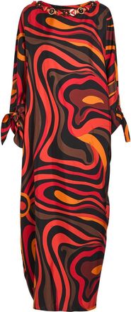 Pucci Embellished Printed Silk-twill Maxi Kaftan - Orange - One Size