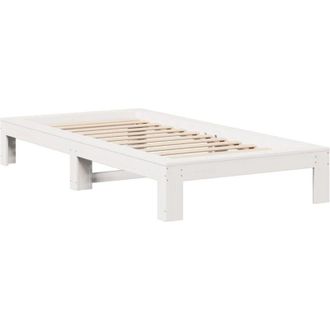 vidaXL Vidaxl - Estructura Cama Sin Colch&oacute;n Madera Maciza Pino Blanca 100x200cm