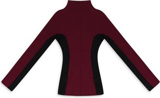 Yang Li BURGUNDY MIX MEDIA TIGHT KNIT BLOUSE