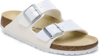 Birkenstock Womens Arizona Birko Flor Sandal In Embossed Lizard White