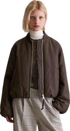 Marc O'Polo Denim Blouson MARC OPOLO DENIM im Aviator-Stil relaxed fit cropped aus recyceltem Polyester, Damen, Gr. L, schwarz espresso, Obermaterial: 100% Polyester, r