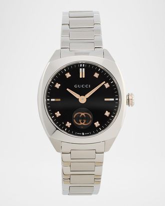 Gucci 29mm Gucci Interlocking Diamond Watch with Bracelet Strap, Black