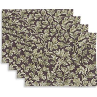 Solino Home Linen Placemats - Fallen Leaves, 14 x 19 in Green And Brown at Nordstrom, Size Medium