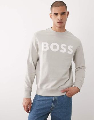 Boss Orange by Hugo Boss Hugo Boss - Felpa comoda grigio chiaro con logo stampato