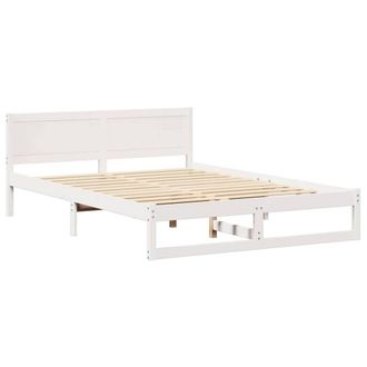 Berkfield Home Bed Frame White Solid pine wood 140 x 200 cm Bed Frame
