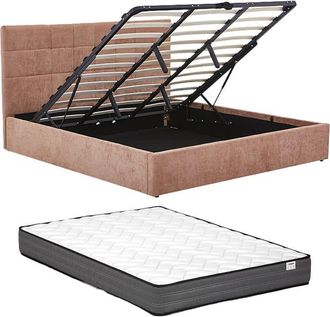 VENTE-UNIQUE.COM Cama con canap&eacute; abatible poli&eacute;ster terracota 140 x 190 cm