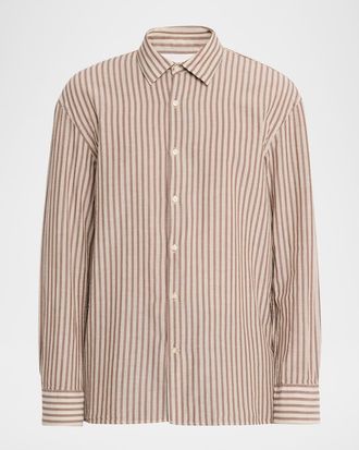 Officine G&eacute;n&eacute;rale Mens Cotton Stripe Classic-Fit Button-Down Shirt
