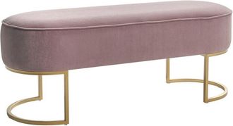 Beliani Banco Tapizado Glamuroso Puf Patas De Metal Doradas Decorativas Estampado Liso Rosa Milry