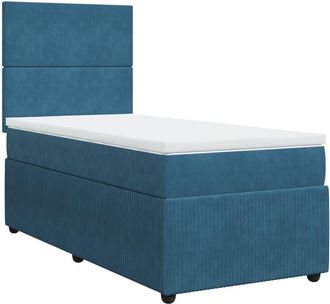 vidaXL Cama Box Spring Con Colch&oacute;n Terciopelo Azul Oscuro 90x190 Cm Vidaxl