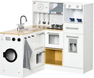 HOMCOM Cocina de juguete 78.5x29x81 cm blanco