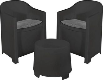 Progarden set da giardino luna in polipropilene antracite 2 sedute e tavolino