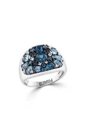 Effy Sterling Silver Blue Topaz, London Blue Topaz & Diamond Ring at Nordstrom Rack, Size 7
