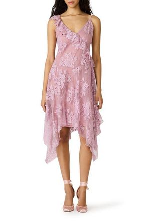 Steve Madden Dariella Lace Ruffle Asymmetric Dress in Mauve Shadows at Nordstrom, Size X-Small