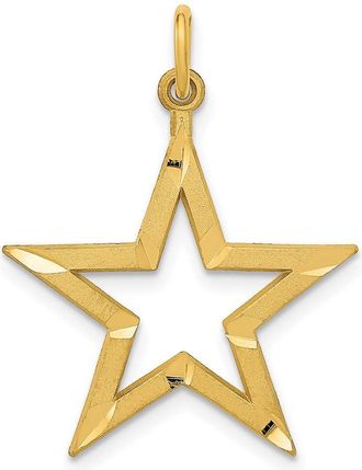 Diamond2Deal 14k Yellow Gold Diamond-cut Star Charm