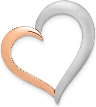 Diamond2Deal 14K Two-tone Polished and Satin Heart Chain Slide