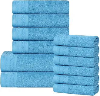 Superior Honeycomb Textured Waffle Border Cotton Medium Weight 12Pc Towel Set