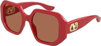 Valentino Sunglasses, female, Red, Size: 55 MM VLogo Geometric-Frame Sunglasses