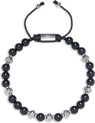 Eye Candy Los Angeles Adrian Agate Beaded Slider Bracelet in Black at Nordstrom Rack