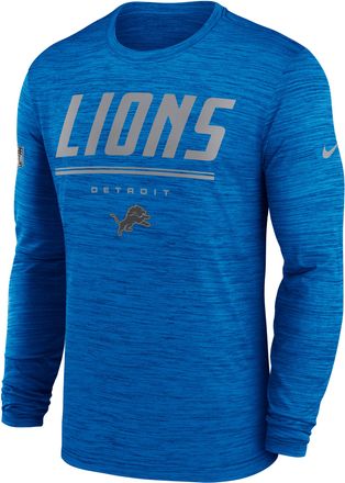 Nike Detroit Lions Sideline Team Issue Velocity Nike Mens Dri-FIT NFL Long-Sleeve T-Shirt in Blue | 02EQ45A9J-CH4