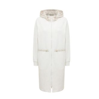 Herno Parkas, female, White, Size: M Long Hooded Zip Coat